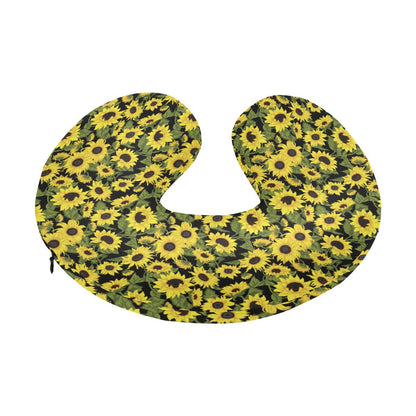 Sunflower Fresh Bright Color Print U-Shaped Travel Neck Pillow-JTAMIGO.COM