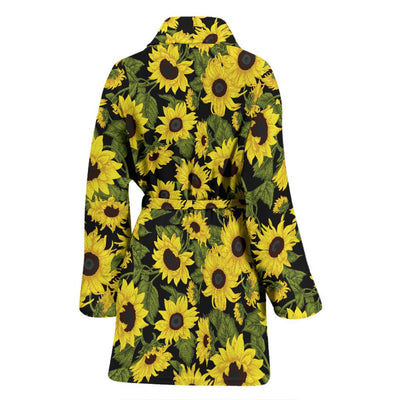Sunflower Fresh Bright Color Print Women Bath Robe-JTAMIGO.COM