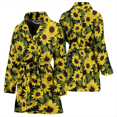 Sunflower Fresh Bright Color Print Women Bath Robe-JTAMIGO.COM