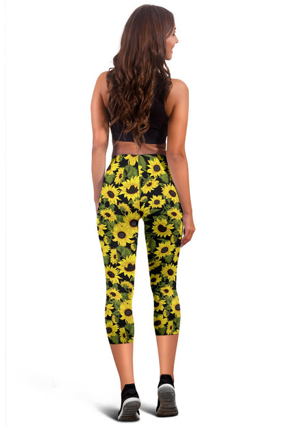 Sunflower Fresh Bright Color Print Women Capris