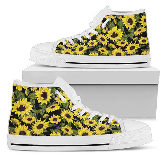 Sunflower Fresh Bright Color Print Women High Top Shoes