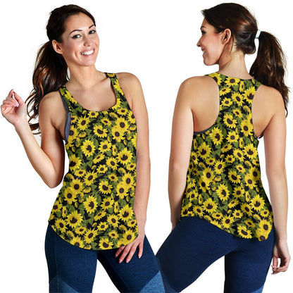 Sunflower Fresh Bright Color Print Women Racerback Tank Top