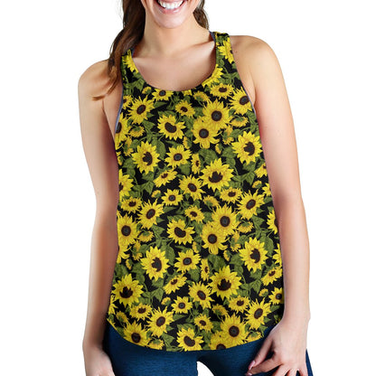 Sunflower Fresh Bright Color Print Women Racerback Tank Top