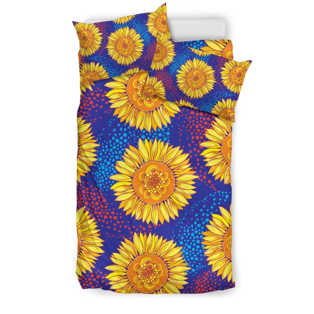 Sunflower Hand Drawn Style Print Duvet Cover Bedding Set