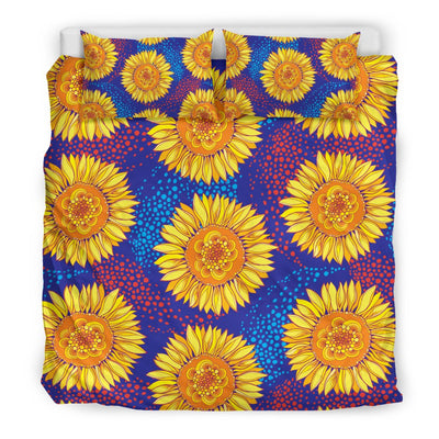 Sunflower Hand Drawn Style Print Duvet Cover Bedding Set