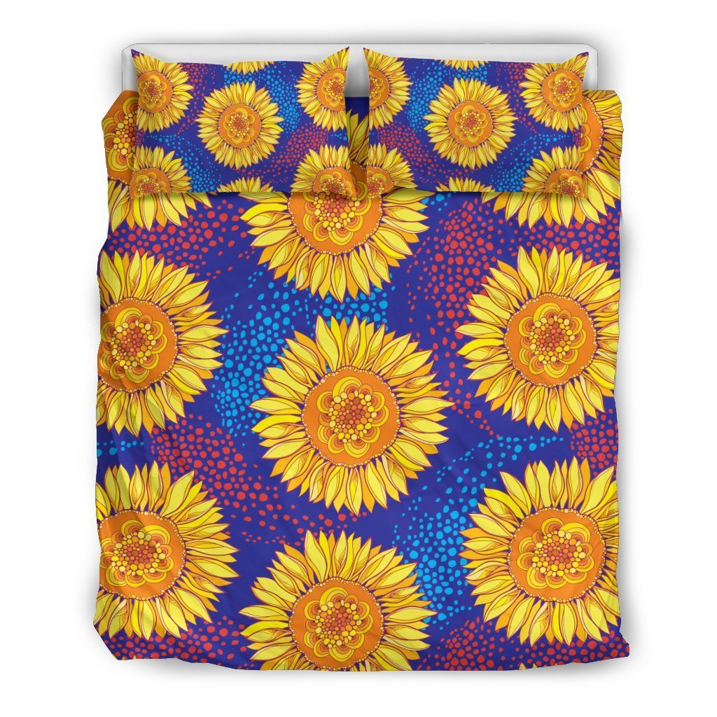 Sunflower Hand Drawn Style Print Duvet Cover Bedding Set