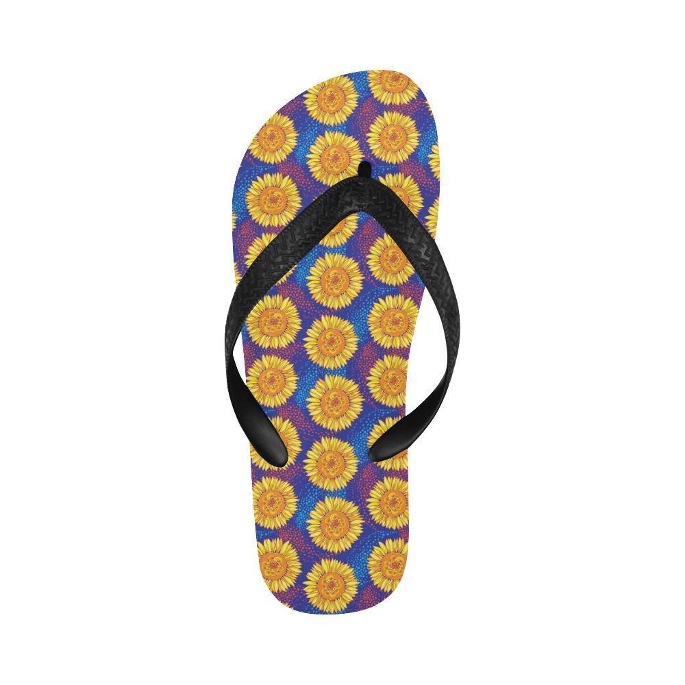 Sunflower Hand Drawn Style Print Flip Flops-JTAMIGO.COM