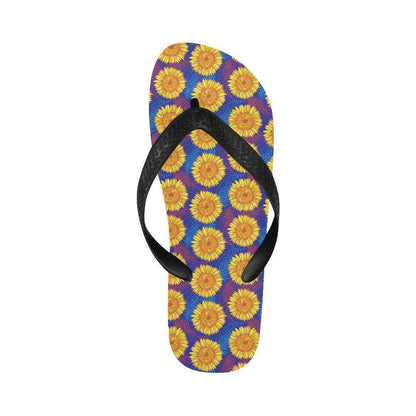 Sunflower Hand Drawn Style Print Flip Flops-JTAMIGO.COM