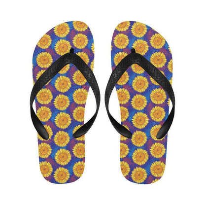 Sunflower Hand Drawn Style Print Flip Flops-JTAMIGO.COM