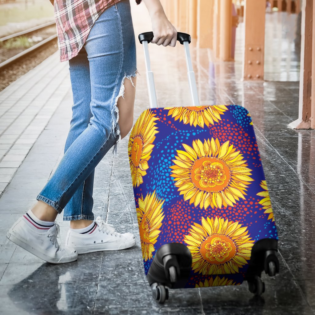 Sunflower Hand Drawn Style Print Luggage Cover Protector