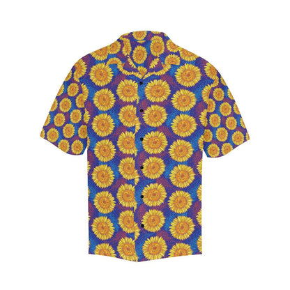 Sunflower Hand Drawn Style Print Men Aloha Hawaiian Shirt