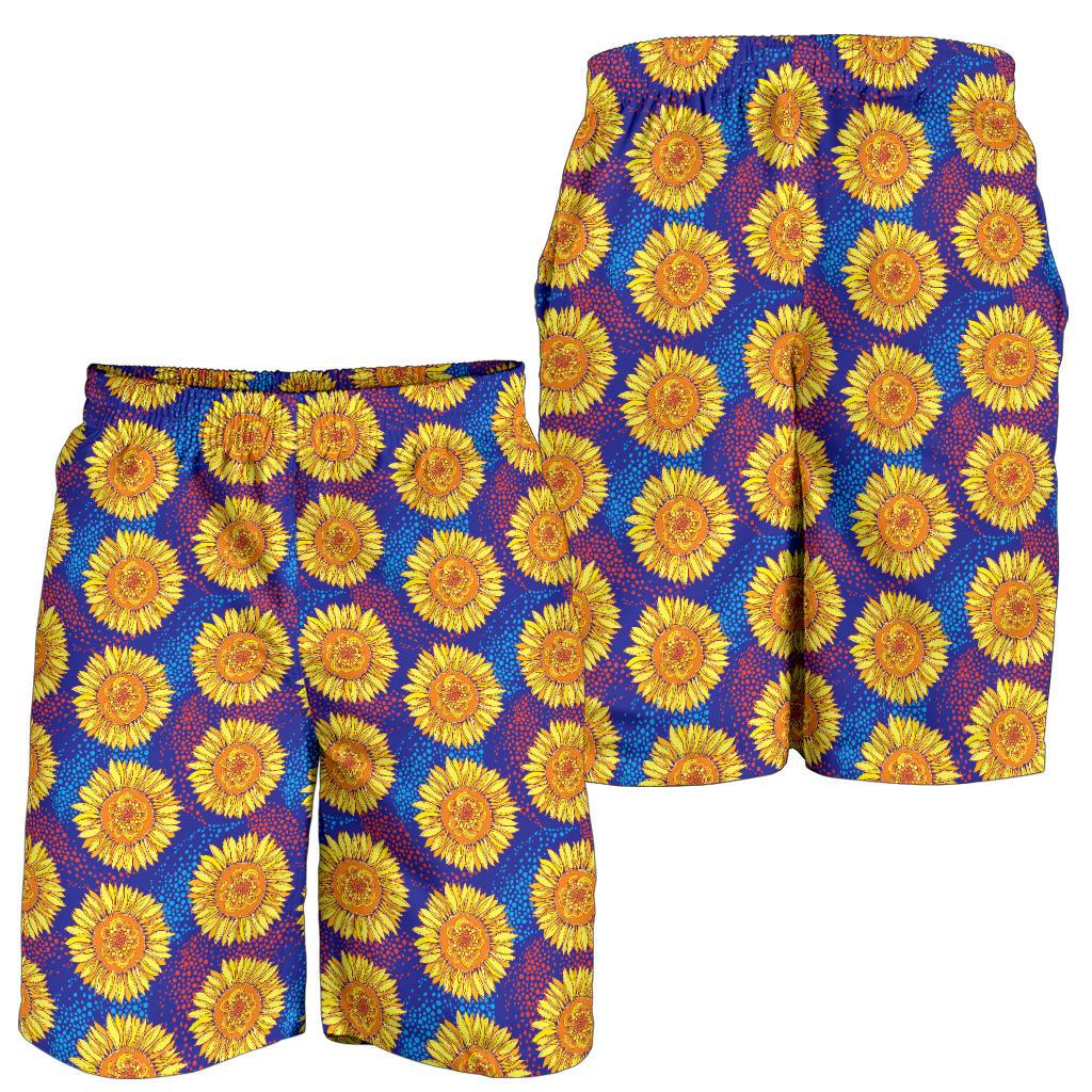 Sunflower Hand Drawn Style Print Mens Shorts-JTAMIGO.COM