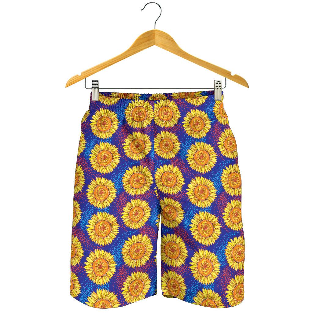 Sunflower Hand Drawn Style Print Mens Shorts-JTAMIGO.COM