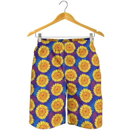 Sunflower Hand Drawn Style Print Mens Shorts-JTAMIGO.COM