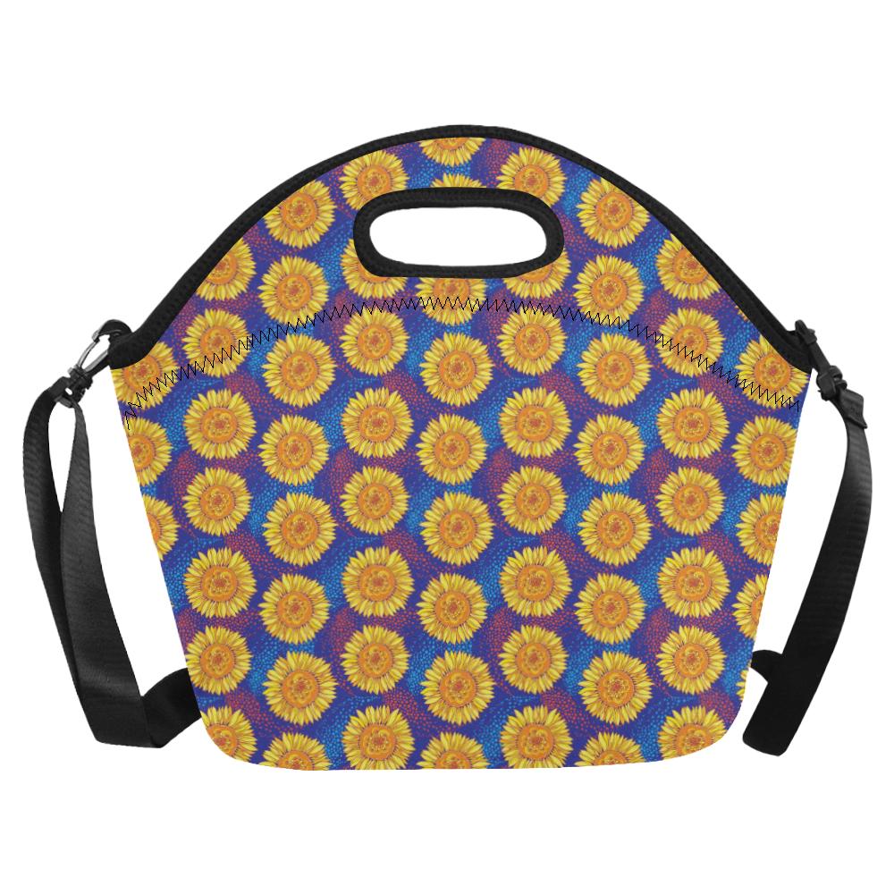 Sunflower Hand Drawn Style Print Neoprene Lunch Bag (Model 1669)(Large)-JTAMIGO.COM