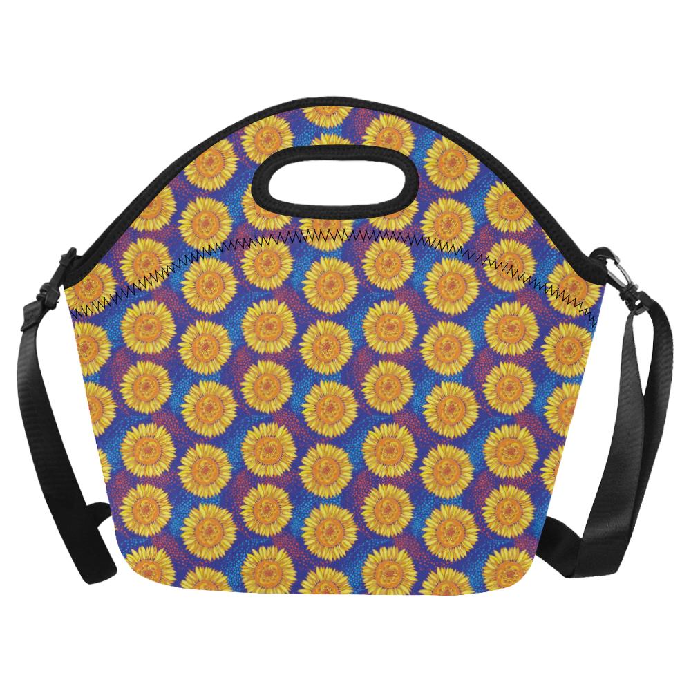 Sunflower Hand Drawn Style Print Neoprene Lunch Bag (Model 1669)(Large)-JTAMIGO.COM