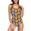 Sunflower Hand Drawn Style Print One Piece Swimsuit-JTAMIGO.COM