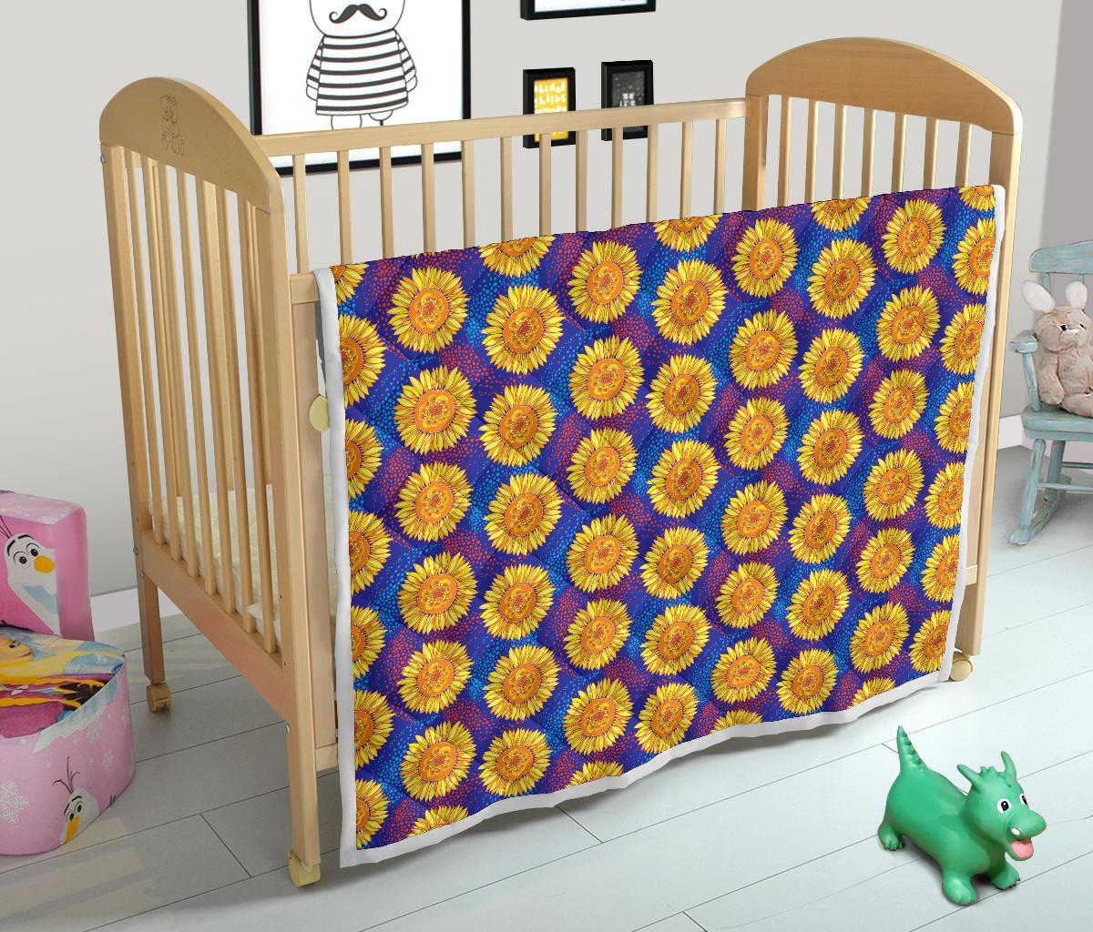 Sunflower Hand Drawn Style Print Premium Quilt-JTAMIGO.COM