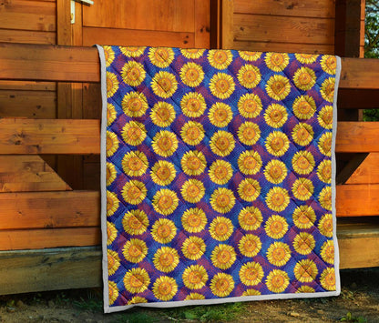 Sunflower Hand Drawn Style Print Premium Quilt-JTAMIGO.COM
