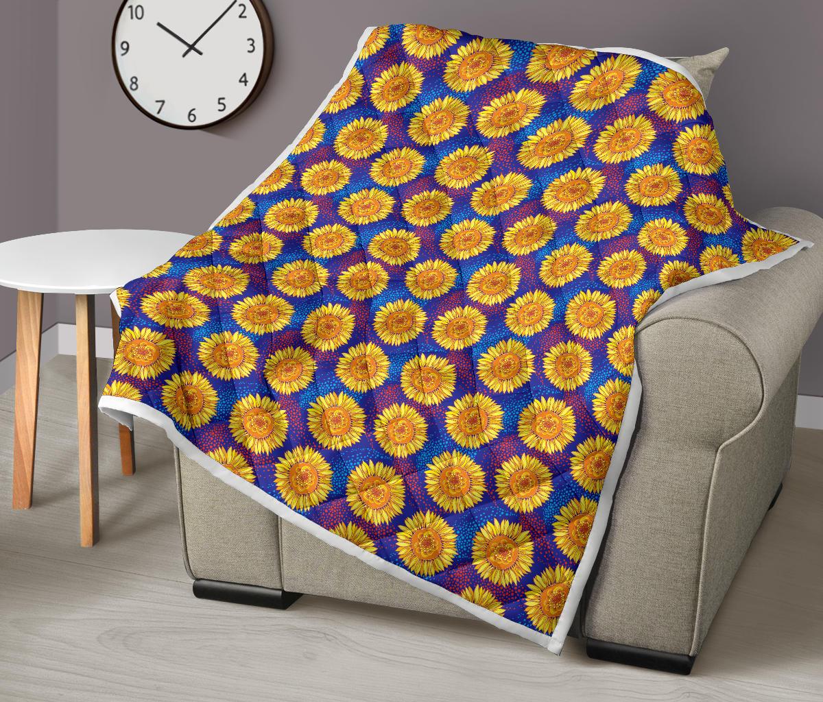Sunflower Hand Drawn Style Print Premium Quilt-JTAMIGO.COM