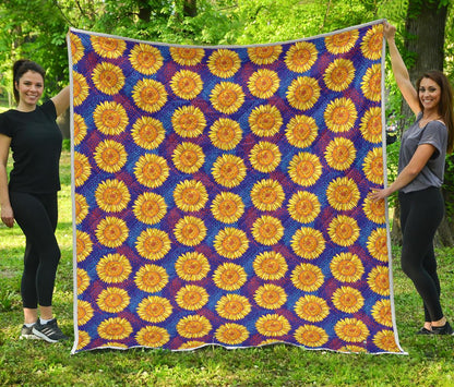 Sunflower Hand Drawn Style Print Premium Quilt-JTAMIGO.COM