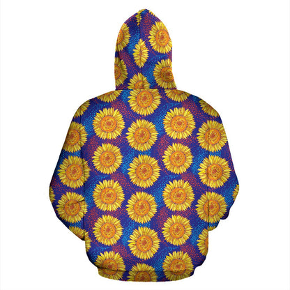 Sunflower Hand Drawn Style Print Pullover Hoodie