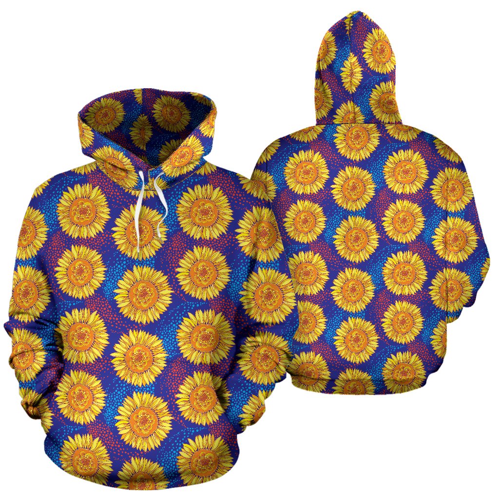 Sunflower Hand Drawn Style Print Pullover Hoodie