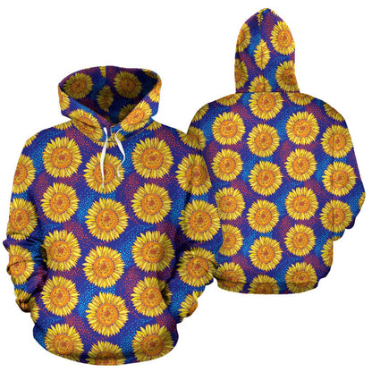 Sunflower Hand Drawn Style Print Pullover Hoodie