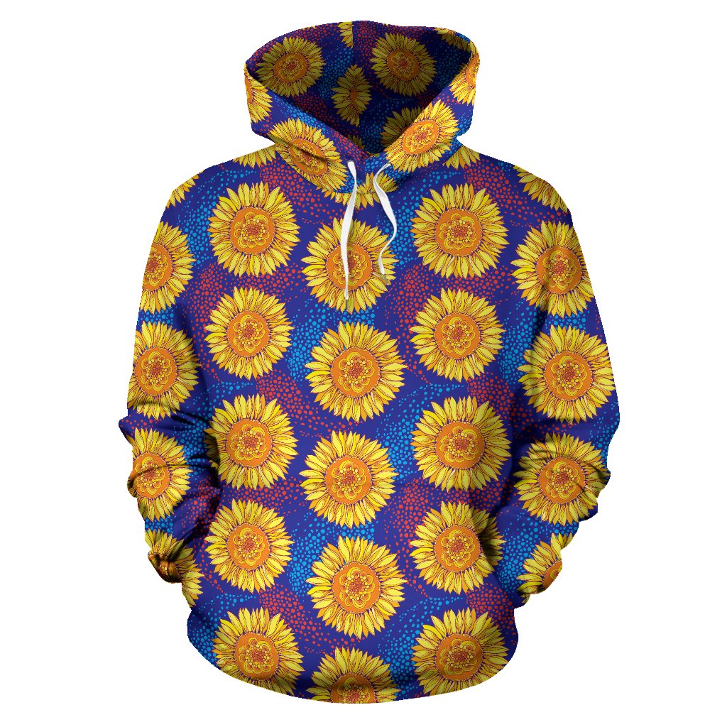 Sunflower Hand Drawn Style Print Pullover Hoodie