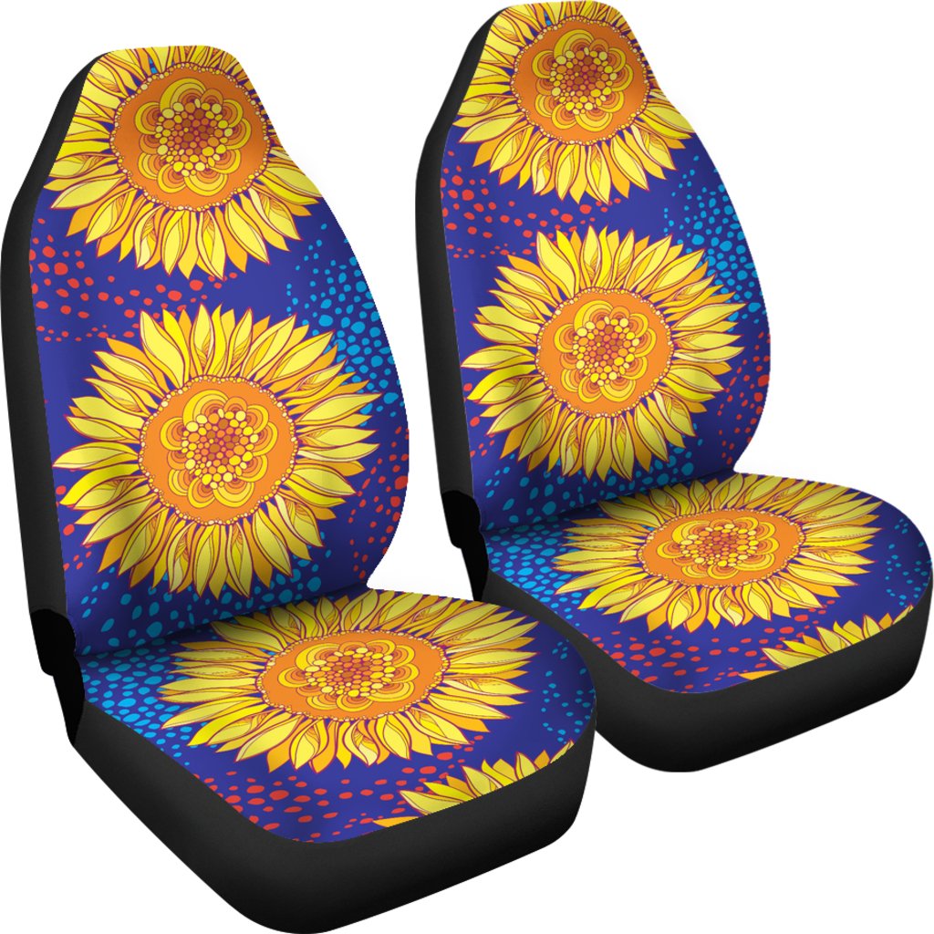 Sunflower Hand Drawn Style Print Universal Fit Car Seat Covers