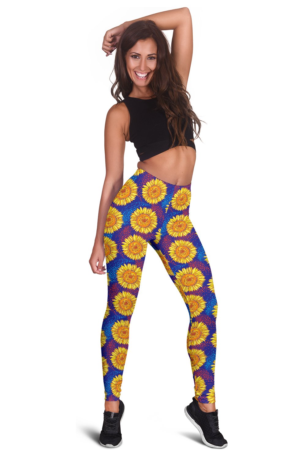 Sunflower Hand Drawn Style Print Women Leggings