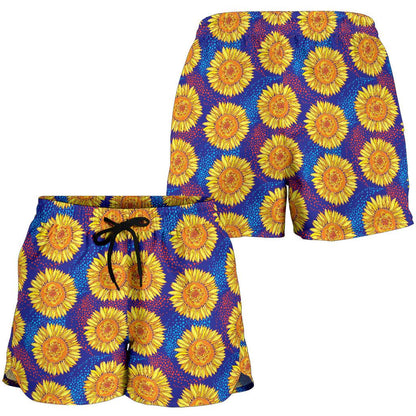 Sunflower Hand Drawn Style Print Women Shorts-JTAMIGO.COM