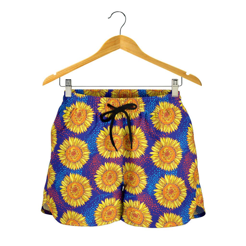 Sunflower Hand Drawn Style Print Women Shorts-JTAMIGO.COM