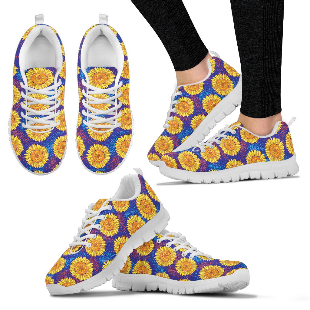 Sunflower Hand Drawn Style Print Women Sneakers Shoes