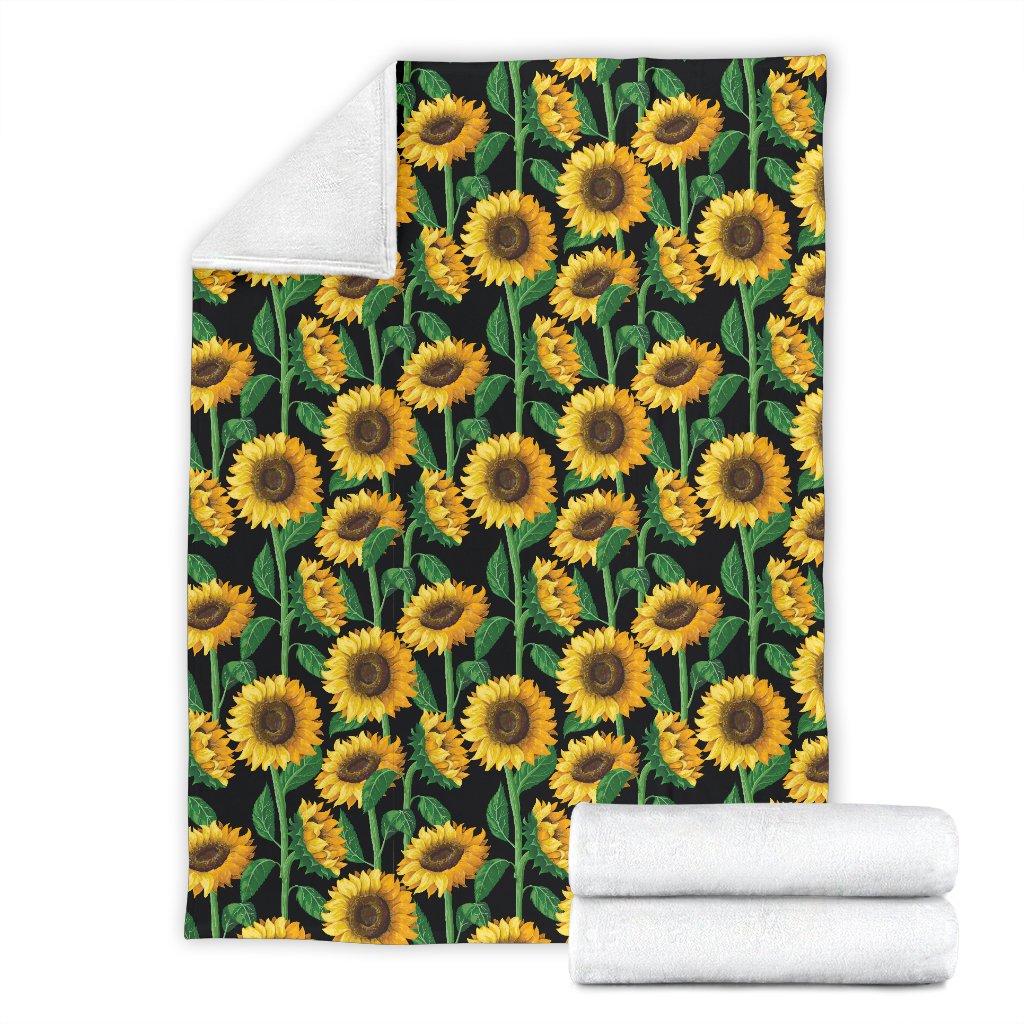 Sunflower Realistic Print Pattern Fleece Blanket