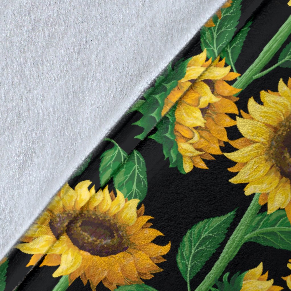 Sunflower Realistic Print Pattern Fleece Blanket
