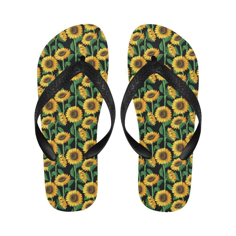 Sunflower Realistic Print Pattern Flip Flops-JTAMIGO.COM