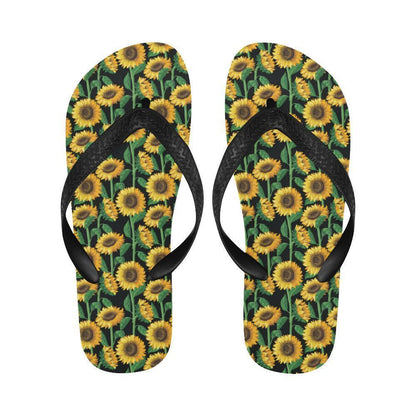 Sunflower Realistic Print Pattern Flip Flops-JTAMIGO.COM