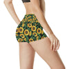 Sunflower Realistic Print Pattern High Waisted Spandex Shorts-JTAMIGO.COM