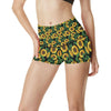 Sunflower Realistic Print Pattern High Waisted Spandex Shorts-JTAMIGO.COM