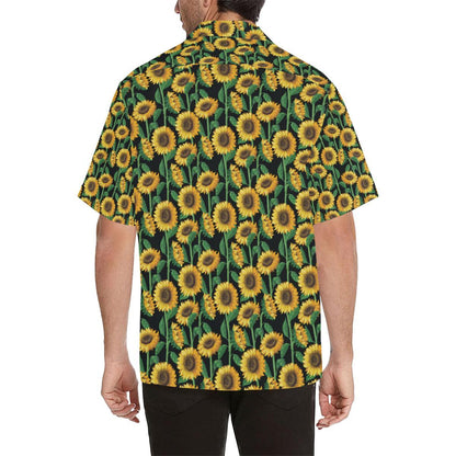 Sunflower Realistic Print Pattern Men Aloha Hawaiian Shirt