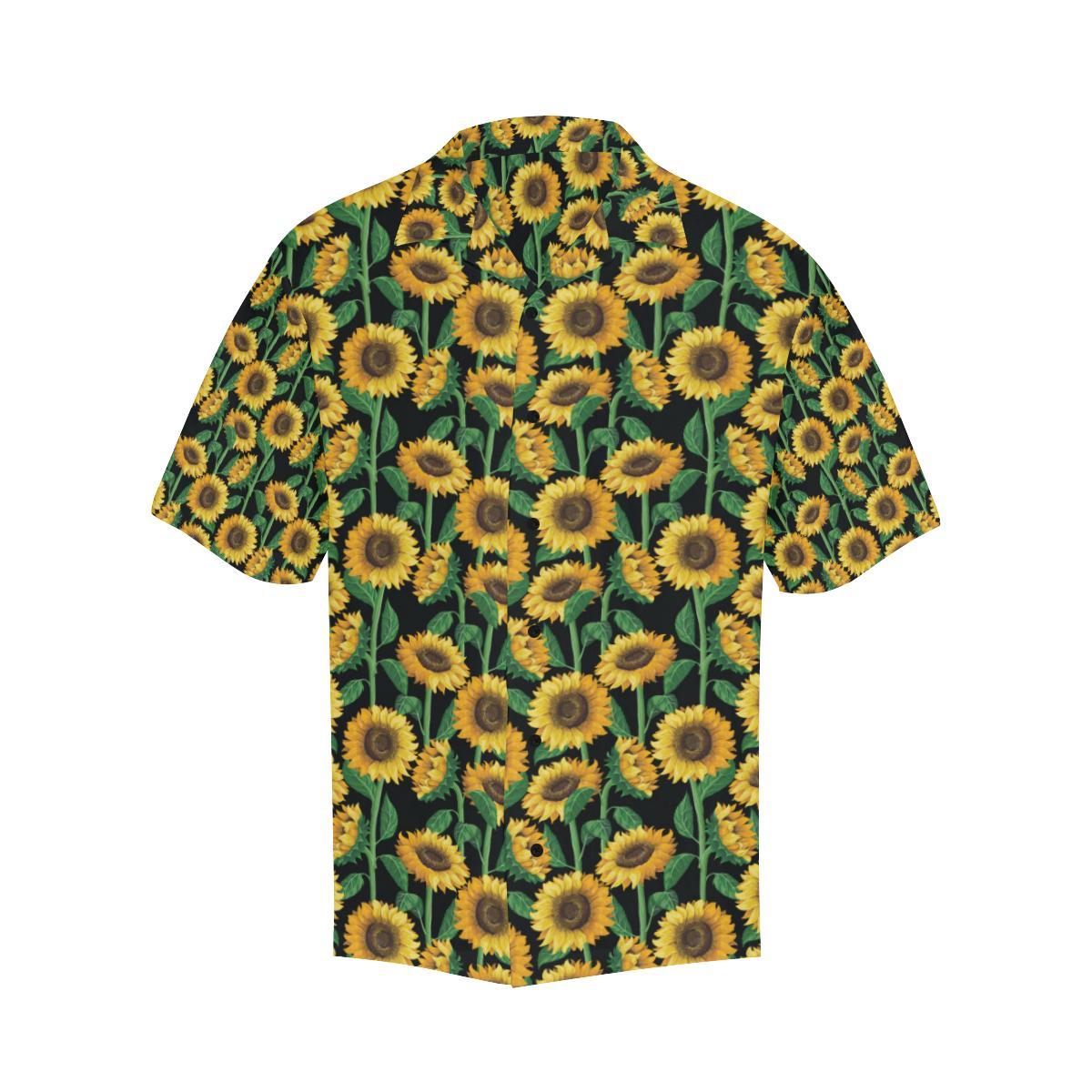 Sunflower Realistic Print Pattern Men Aloha Hawaiian Shirt