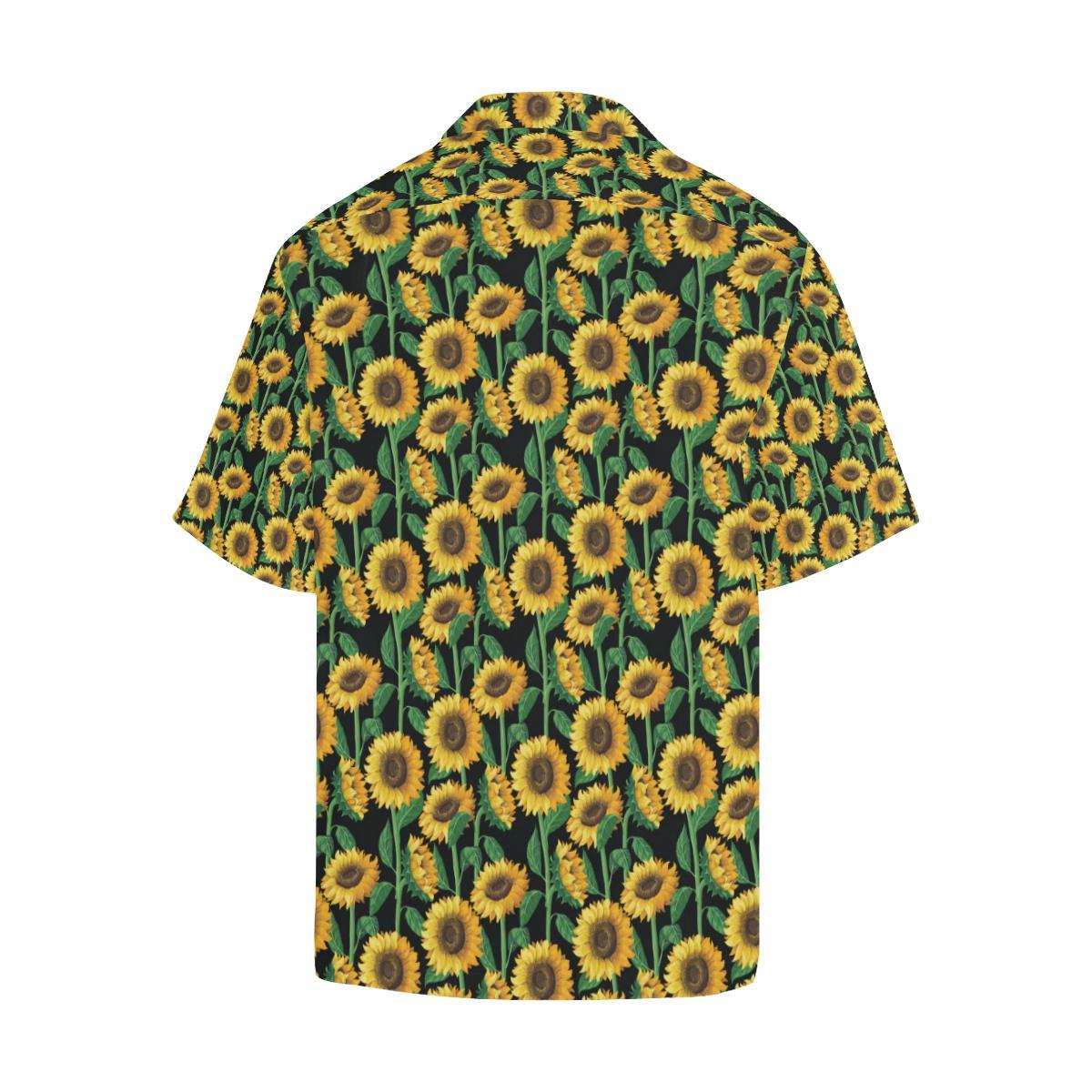 Sunflower Realistic Print Pattern Men Aloha Hawaiian Shirt