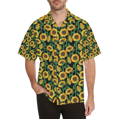 Sunflower Realistic Print Pattern Men Aloha Hawaiian Shirt