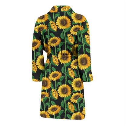 Sunflower Realistic Print Pattern Men Bath Robe-JTAMIGO.COM