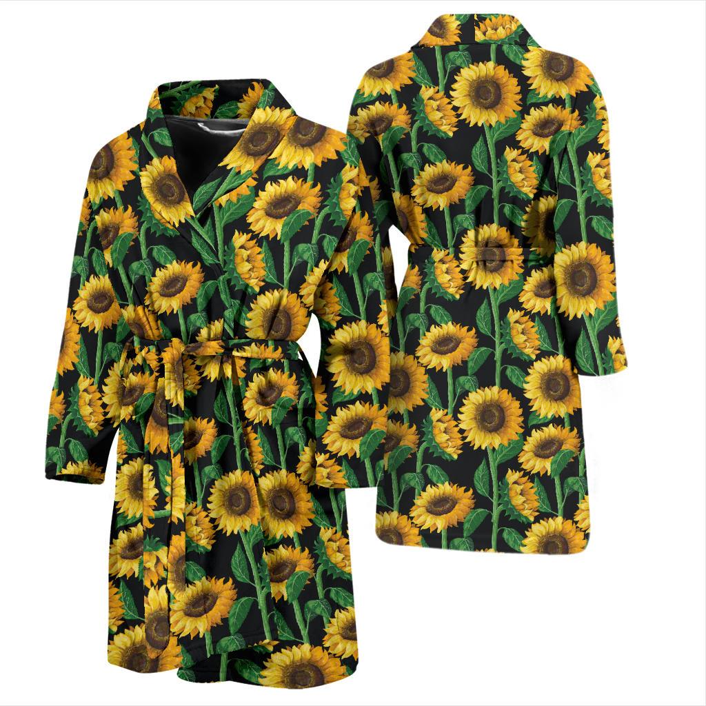 Sunflower Realistic Print Pattern Men Bath Robe-JTAMIGO.COM