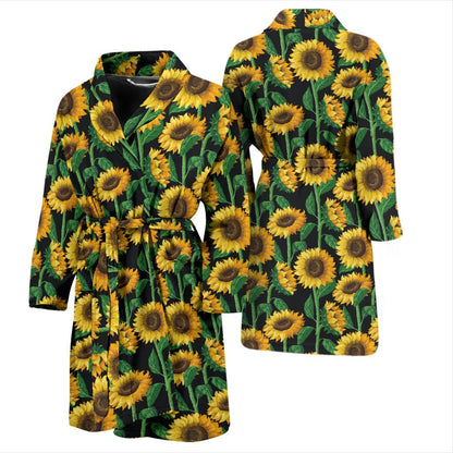 Sunflower Realistic Print Pattern Men Bath Robe-JTAMIGO.COM