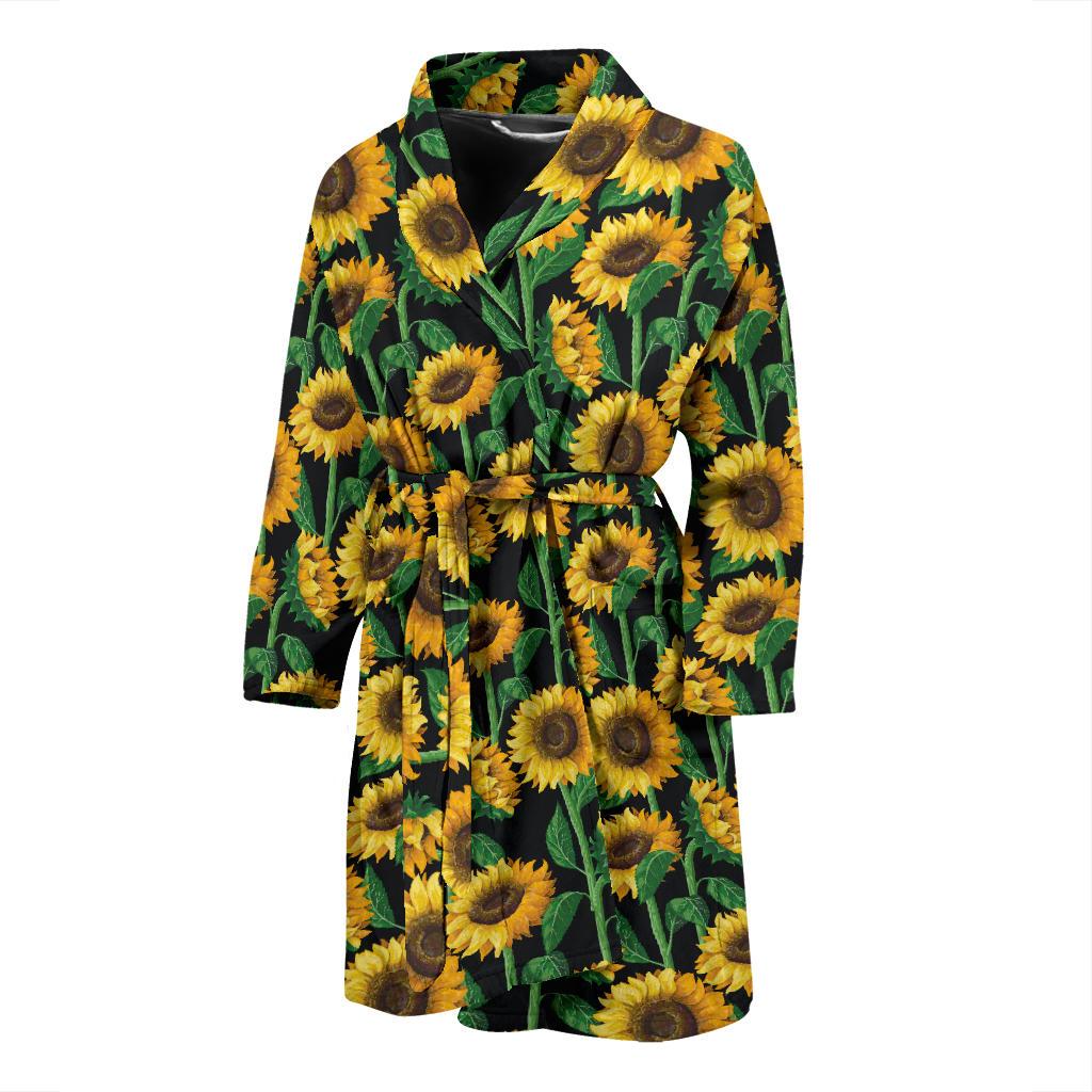 Sunflower Realistic Print Pattern Men Bath Robe-JTAMIGO.COM