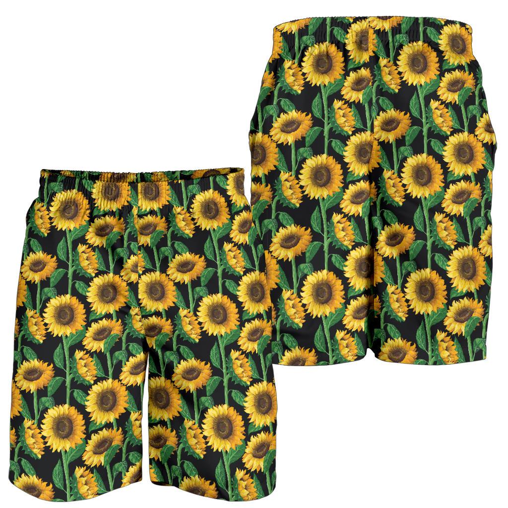 Sunflower Realistic Print Pattern Mens Shorts-JTAMIGO.COM