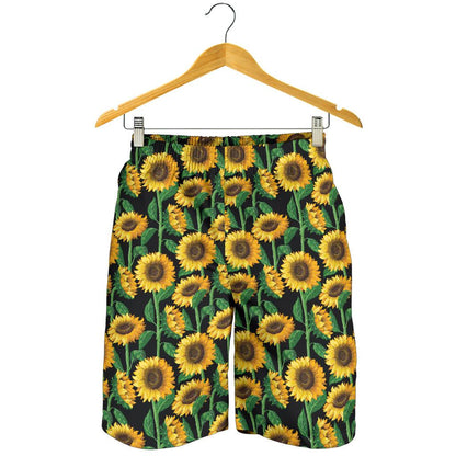 Sunflower Realistic Print Pattern Mens Shorts-JTAMIGO.COM
